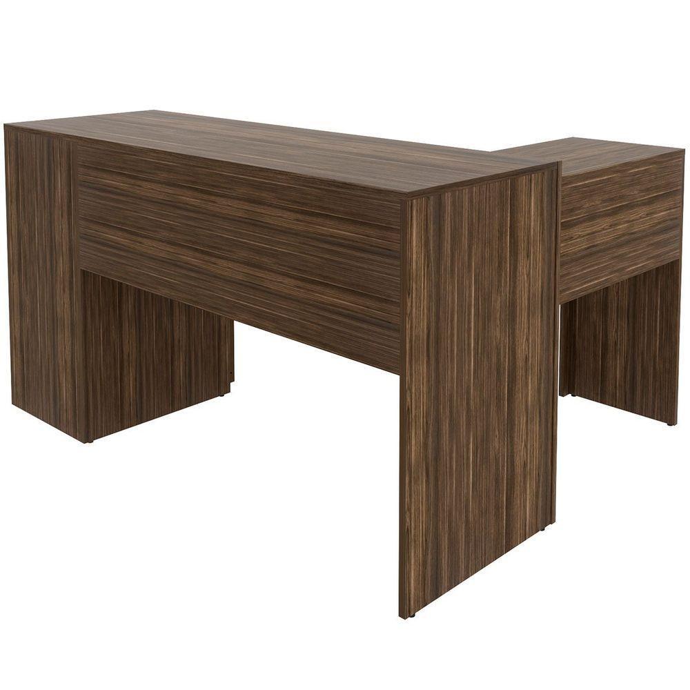 Mesa De Canto Para Escritório Em L Angular Com 3 Gavetas Nogal - 8