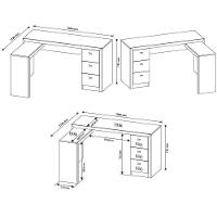 Mesa De Canto Para Escritório Em L Angular Com 3 Gavetas Nogal - 6