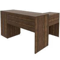 Mesa De Canto Para Escritório Em L Angular Com 3 Gavetas Nogal - 8