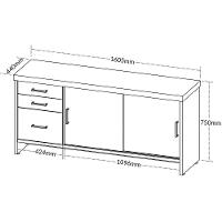 Balcão Para Escritório 2 Portas 3 Gavetas Com Chave Grande Nogal/preto - 3