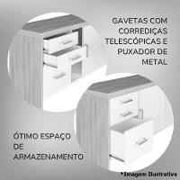 Balcão Para Escritório 2 Portas 3 Gavetas Com Chave Grande Nogal/preto - 6