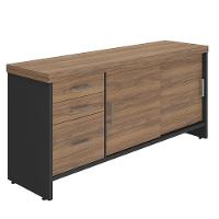 Balcão Para Escritório 2 Portas 3 Gavetas Com Chave Grande Nogal/preto - 8