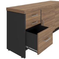 Balcão Para Escritório 2 Portas 3 Gavetas Com Chave Grande Nogal/preto - 9