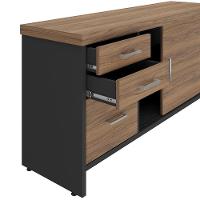 Balcão Para Escritório 2 Portas 3 Gavetas Com Chave Grande Nogal/preto - 10