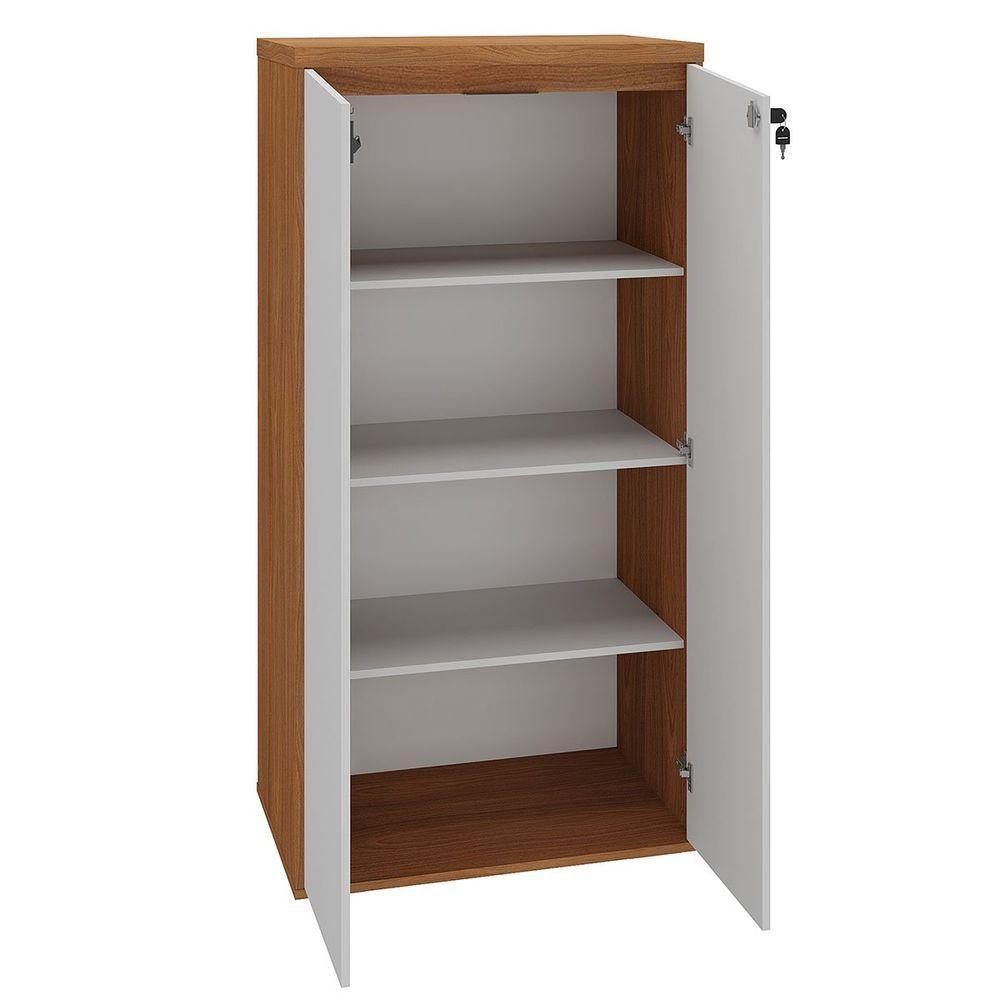 Armário Para Escritório 2 Portas Com Chave 3 Prateleiras Branco/freijó - 2