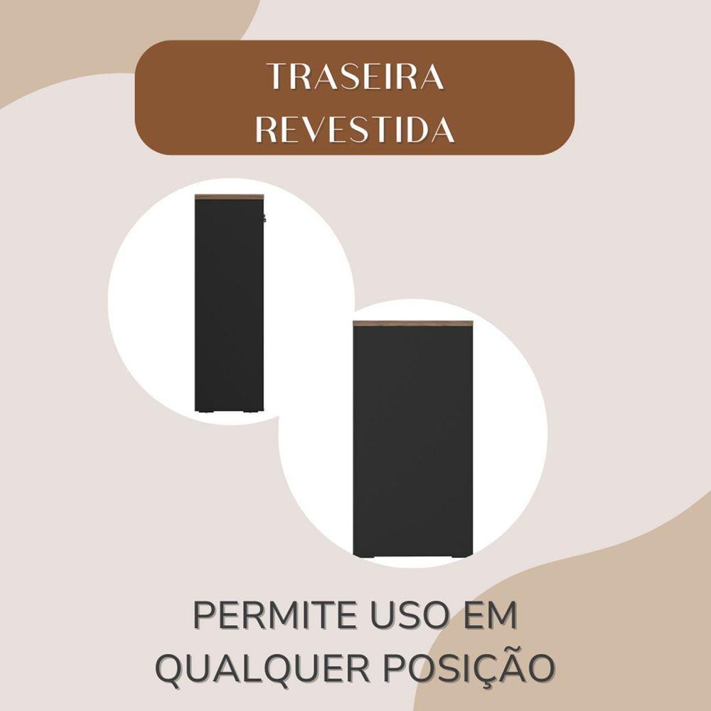 Armário Para Escritório 2 Portas Com Chave 3 Prateleiras Nogal/preto - 6