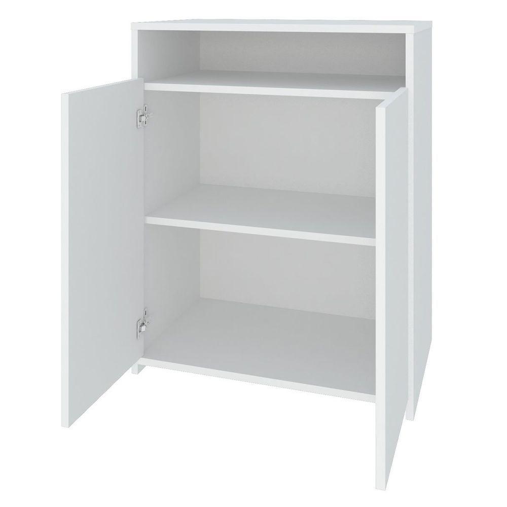 Balcão Para Escritório 2 Portas Com Nicho Cole Branco - 2