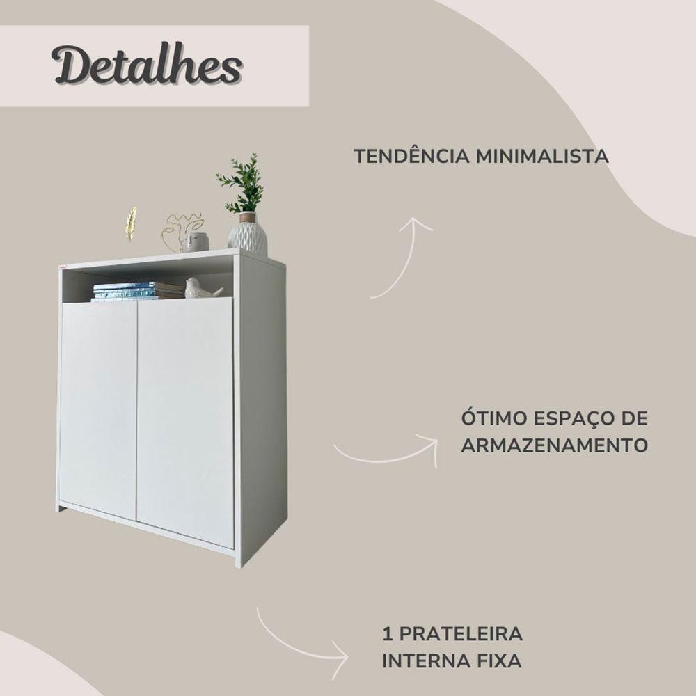 Balcão Para Escritório 2 Portas Com Nicho Cole Branco - 5