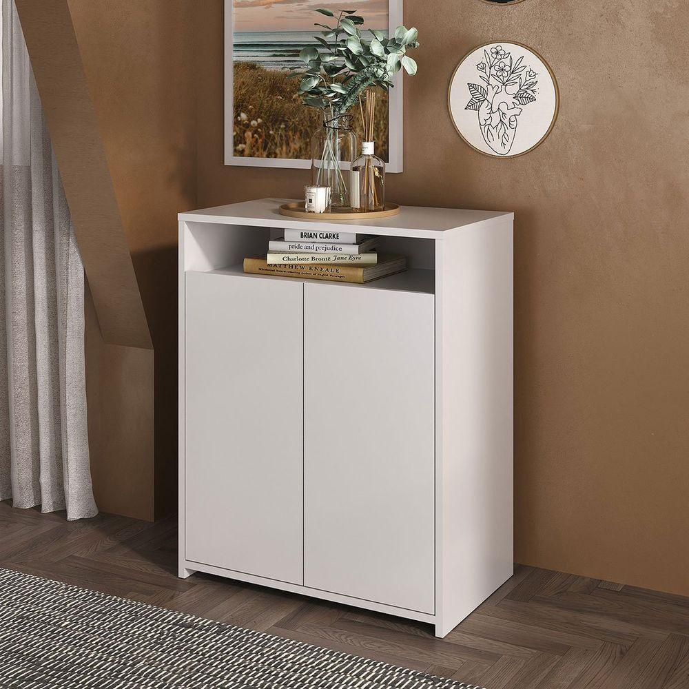 Balcão Para Escritório 2 Portas Com Nicho Cole Branco - 7