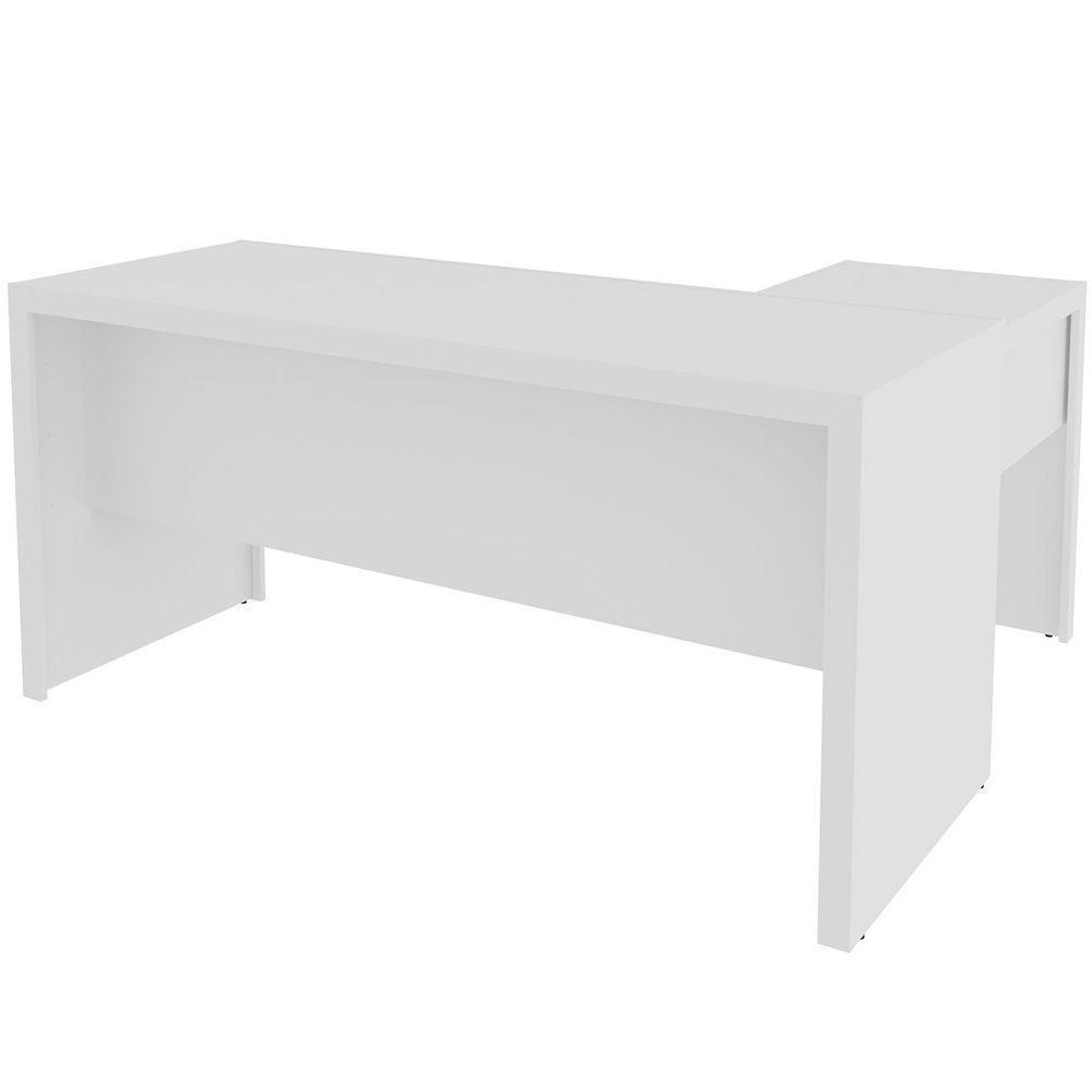 Mesa De Canto Para Escritório Em L Angular Com 3 Gavetas Branco - 9
