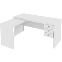 Mesa De Canto Para Escritório Em L Angular Com 3 Gavetas Branco - 7