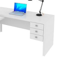 Mesa De Canto Para Escritório Em L Angular Com 3 Gavetas Branco - 8