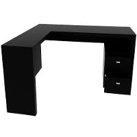 Mesa De Canto Para Escritório Em L Angular Com 2 Gavetas Preto - 2