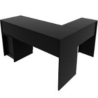 Mesa De Canto Para Escritório Em L Angular Com 2 Gavetas Preto - 7