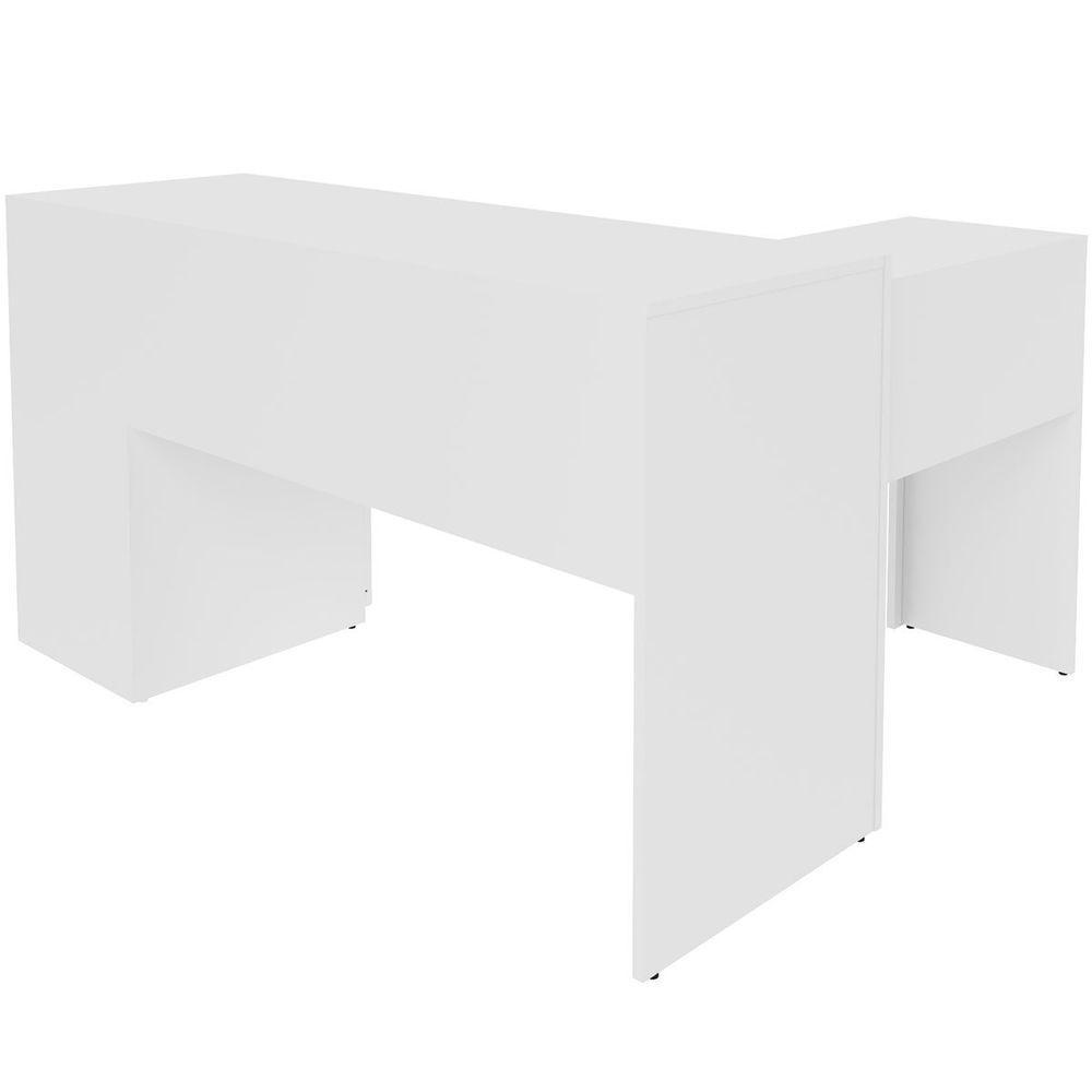 Mesa De Canto Para Escritório Em L Angular Com 3 Gavetas Branco - 8