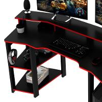 Mesa Para Computador Gamer Espaço Para 2 Monitores E Cpu Preto/vermelho - 7