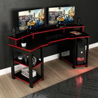 Mesa Para Computador Gamer Espaço Para 2 Monitores E Cpu Preto/vermelho - 8