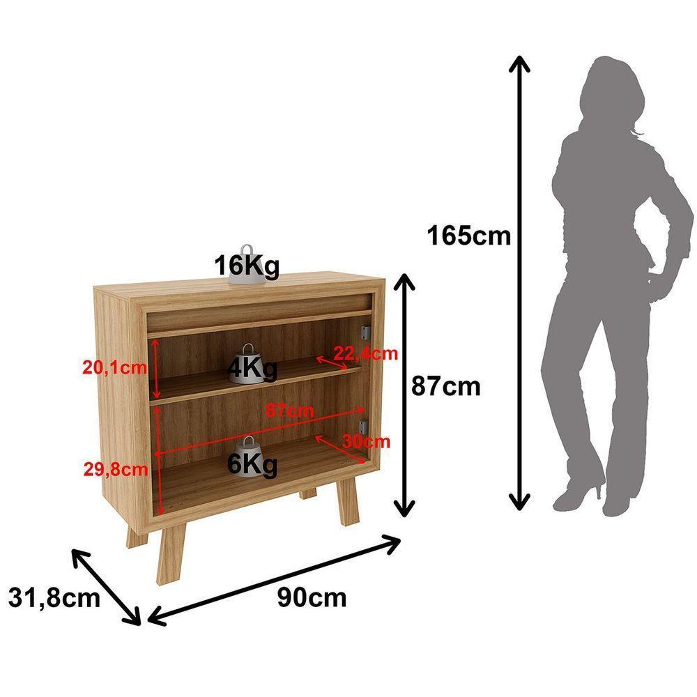 Balcão Armário Para Escritório Com 2 Portas E 1 Prateleira Amêndoa - 3