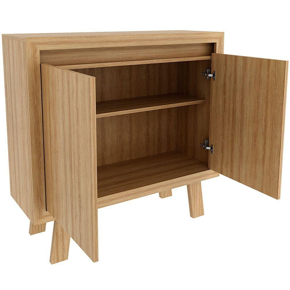 Balcão Armário Para Escritório Com 2 Portas E 1 Prateleira Amêndoa - 6