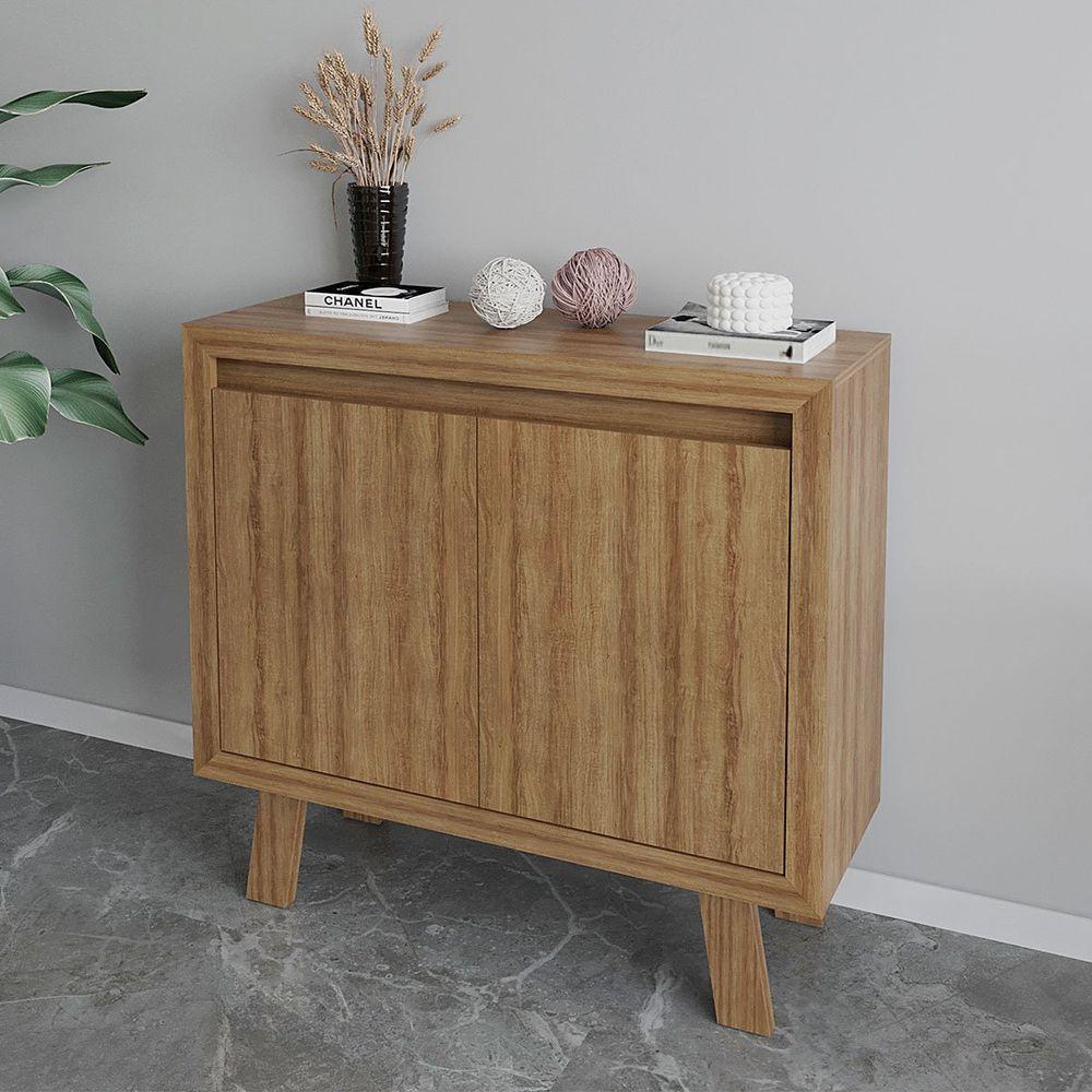 Balcão Armário Para Escritório Com 2 Portas E 1 Prateleira Amêndoa - 7