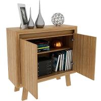 Balcão Armário Para Escritório Com 2 Portas E 1 Prateleira Amêndoa - 2