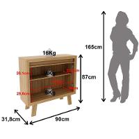 Balcão Armário Para Escritório Com 2 Portas E 1 Prateleira Amêndoa - 3