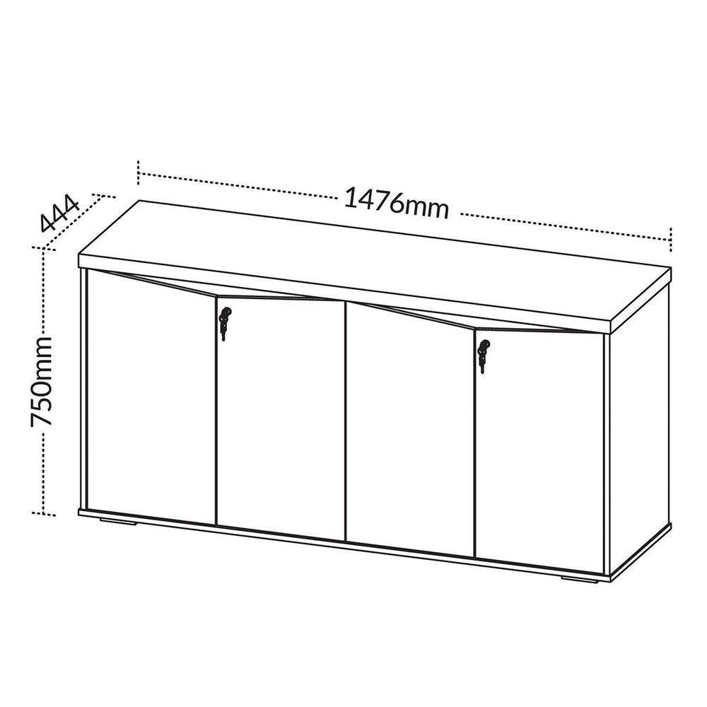 Balcão Para Escritório 4 Portas Com Chave 2 Prateleiras Freijó/branco - 2