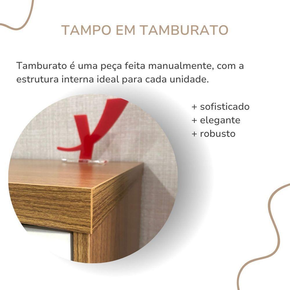 Balcão Para Escritório 4 Portas Com Chave 2 Prateleiras Freijó/branco - 7