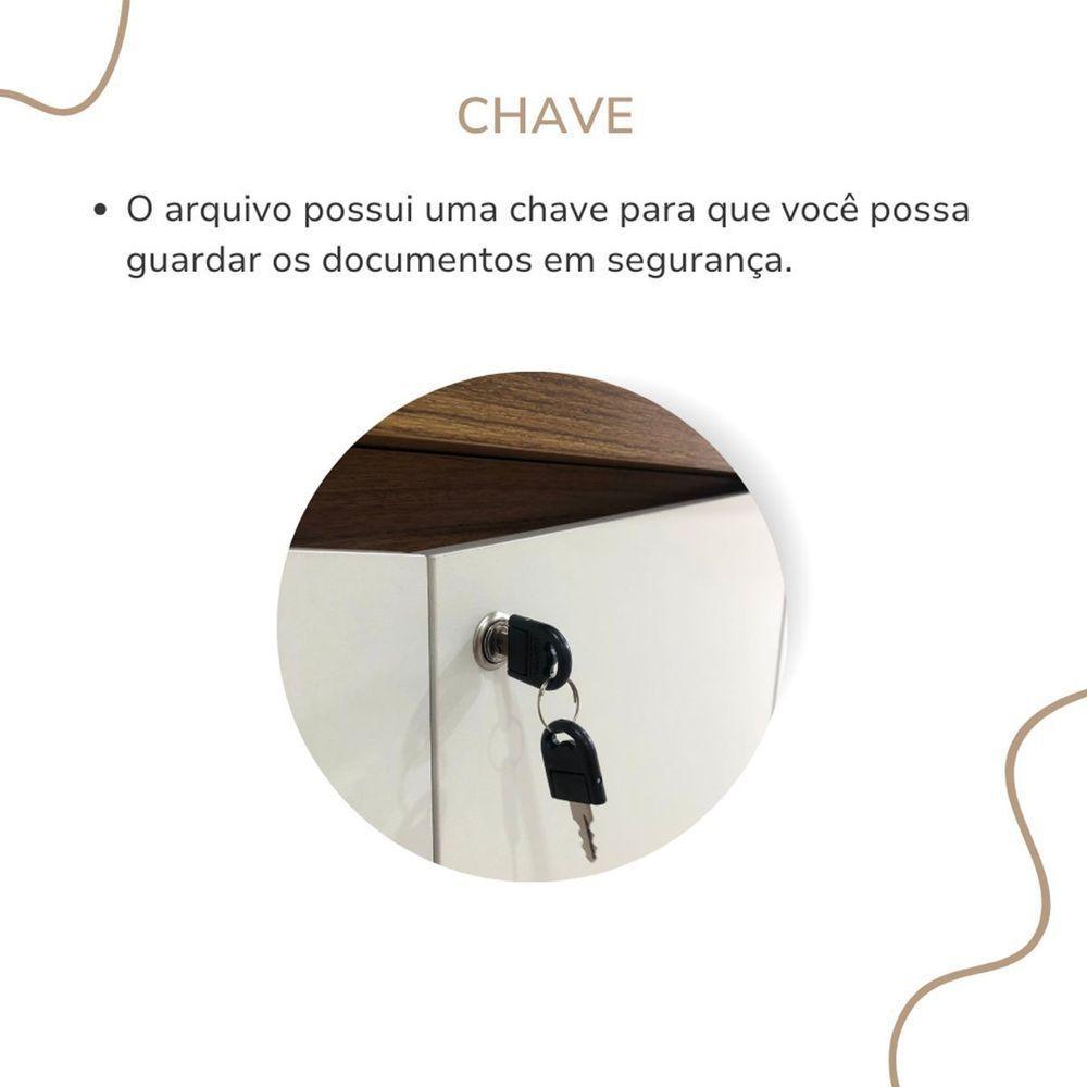 Balcão Para Escritório 4 Portas Com Chave 2 Prateleiras Freijó/branco - 8