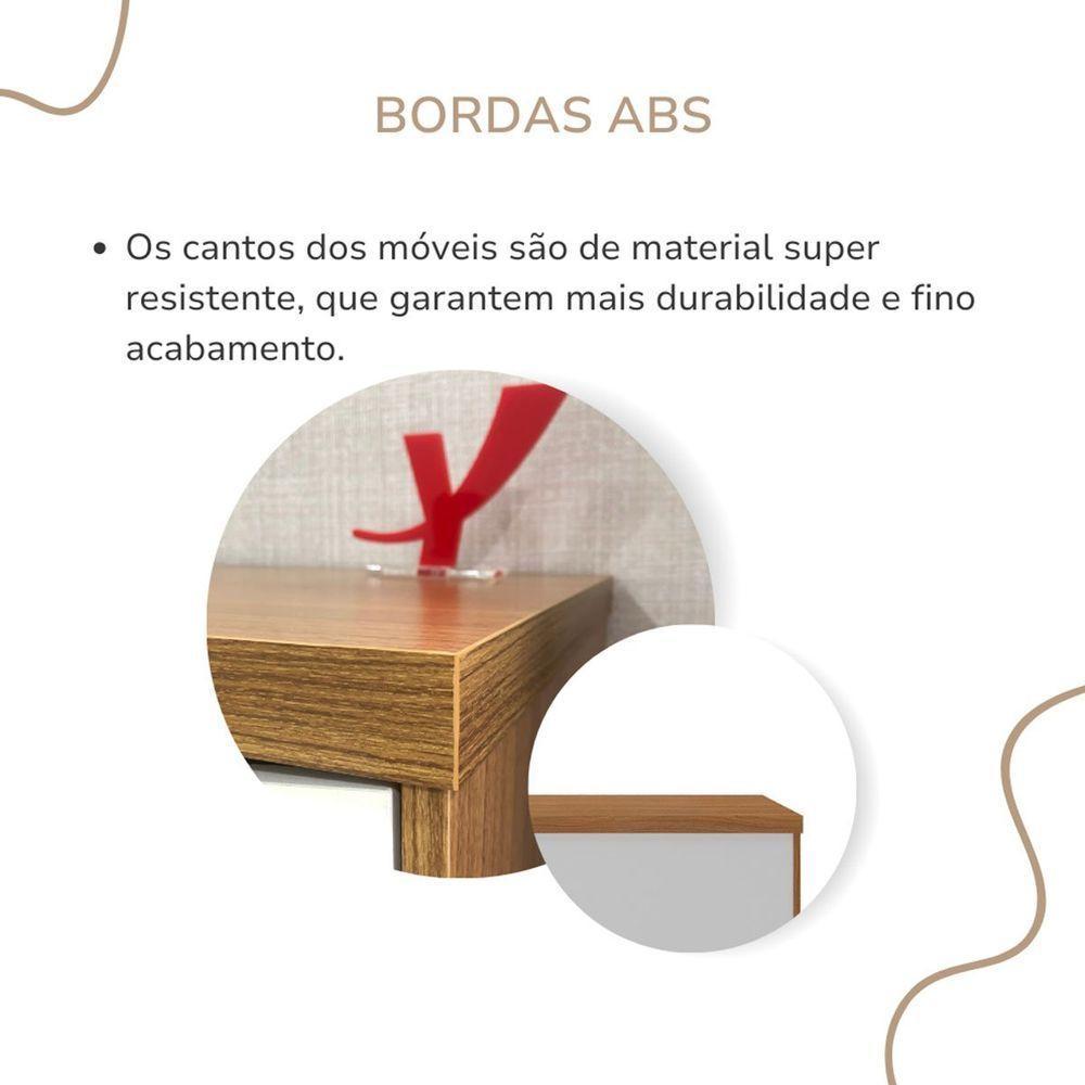 Balcão Para Escritório 4 Portas Com Chave 2 Prateleiras Freijó/branco - 10