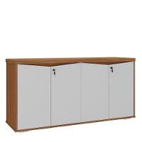 Balcão Para Escritório 4 Portas Com Chave 2 Prateleiras Freijó/branco - 1