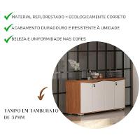 Balcão Para Escritório 4 Portas Com Chave 2 Prateleiras Freijó/branco - 6