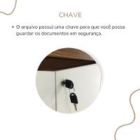 Balcão Para Escritório 4 Portas Com Chave 2 Prateleiras Freijó/branco - 8