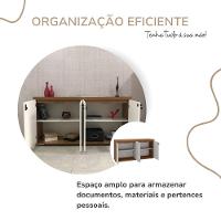 Balcão Para Escritório 4 Portas Com Chave 2 Prateleiras Freijó/branco - 9