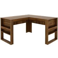 Mesa De Canto Para Escritório Em L Angular Detalhe Ripado Nogal - 6