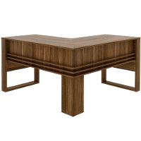 Mesa De Canto Para Escritório Em L Angular Detalhe Ripado Nogal - 7