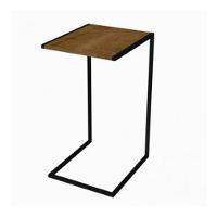 Mesa Lateral Aço Ferro Metal Robusta Cor Preto Mdf Escuro Estilo Industrial Ml-02 - 1
