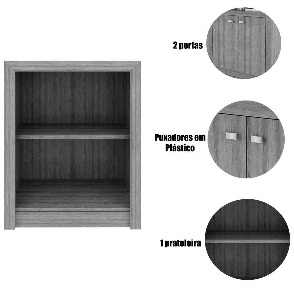 Armário Para Escritório Multiuso Baixo 2 Portas Branco - 4