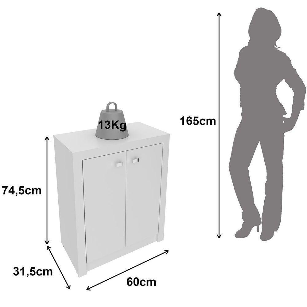Armário Para Escritório Multiuso Baixo 2 Portas Branco - 8
