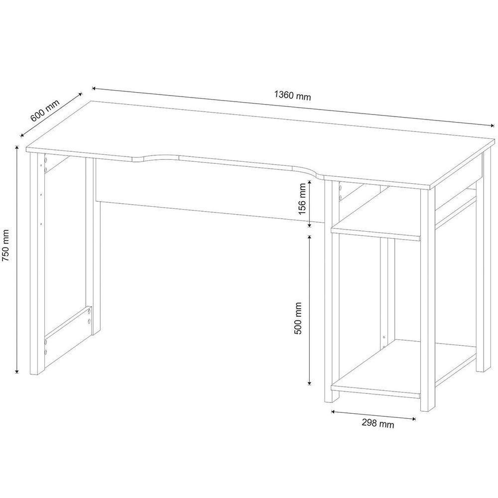 Mesa Para Computador Gamer Espaço Para 2 Monitores E Cpu Preto/verde - 3