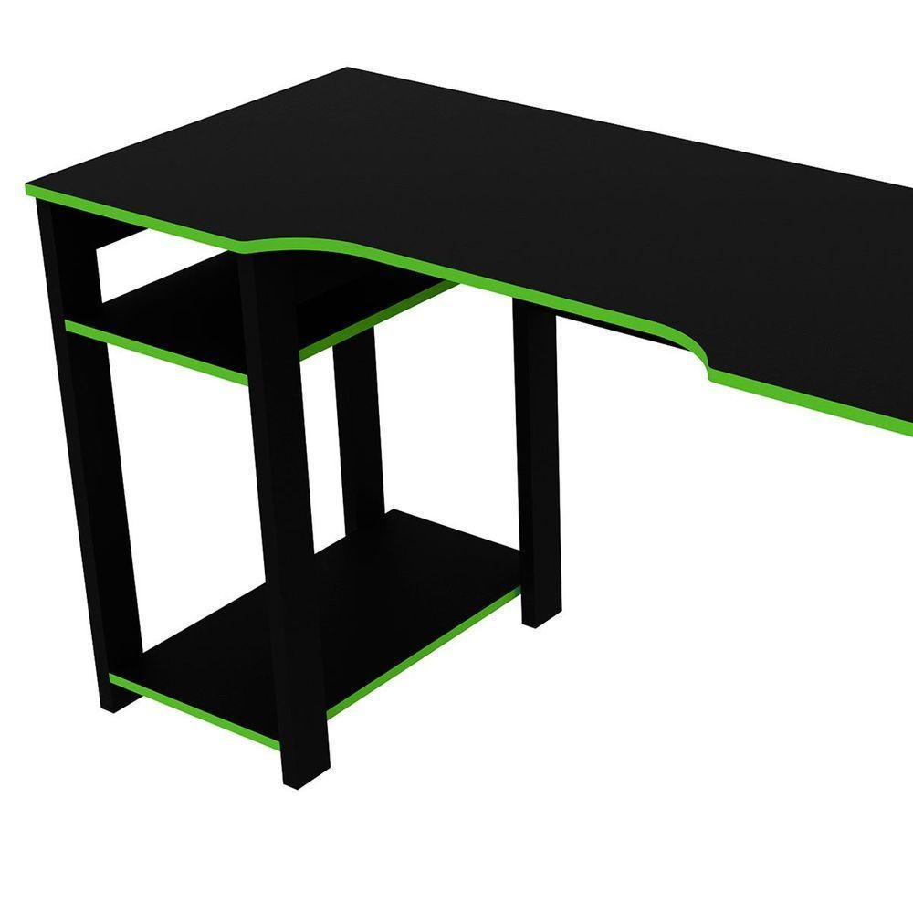 Mesa Para Computador Gamer Espaço Para 2 Monitores E Cpu Preto/verde - 8