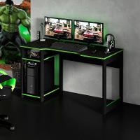 Mesa Para Computador Gamer Espaço Para 2 Monitores E Cpu Preto/verde - 10