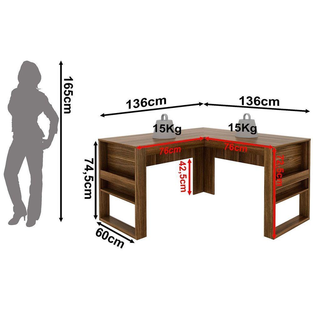 Mesa De Canto Para Escritório Em L Angular Detalhe Ripado Nogal/preto - 4