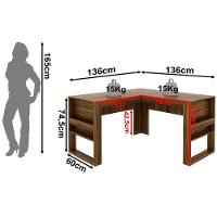 Mesa De Canto Para Escritório Em L Angular Detalhe Ripado Nogal/preto