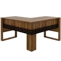 Mesa De Canto Para Escritório Em L Angular Detalhe Ripado Nogal/preto - 7