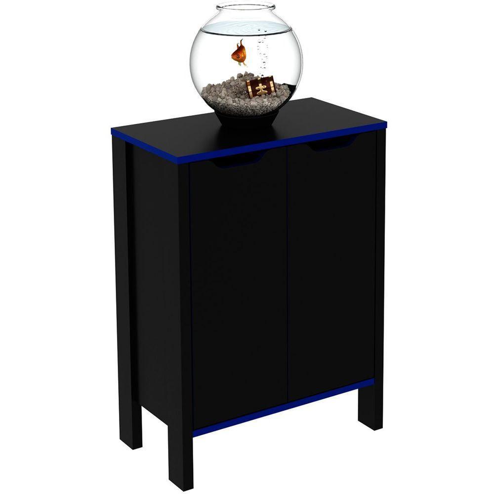 Armário Gamer Para Escritório Multiuso Baixo 2 Portas Preto/azul - 1