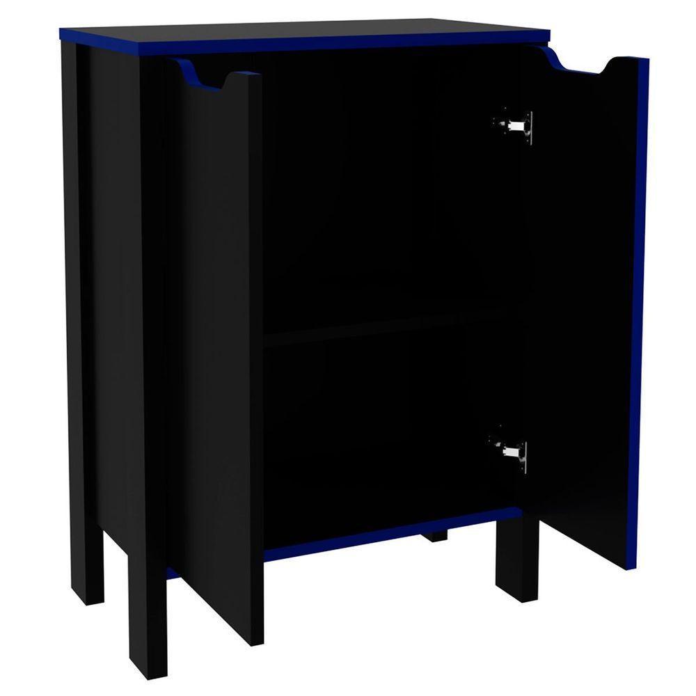 Armário Gamer Para Escritório Multiuso Baixo 2 Portas Preto/azul - 6