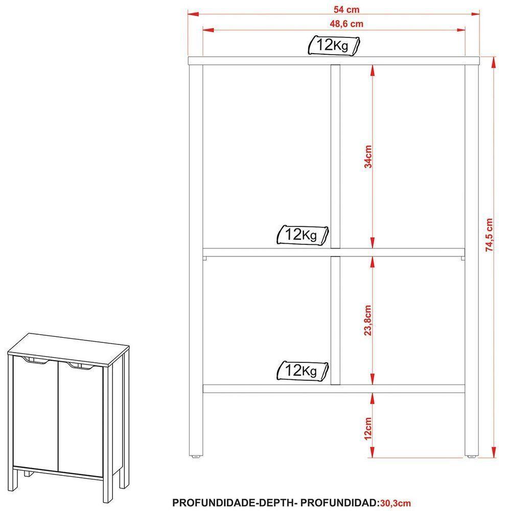 Armário Gamer Para Escritório Multiuso Baixo 2 Portas Preto/azul - 7