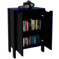 Armário Gamer Para Escritório Multiuso Baixo 2 Portas Preto/azul - 2