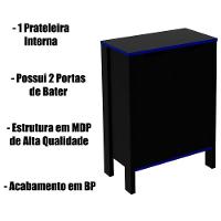 Armário Gamer Para Escritório Multiuso Baixo 2 Portas Preto/azul - 3